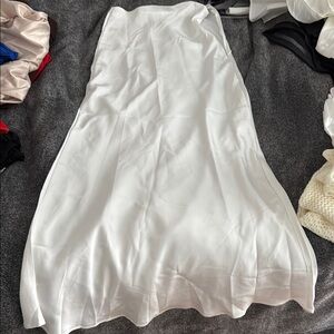 Elegant White Satin Maxi Skirt